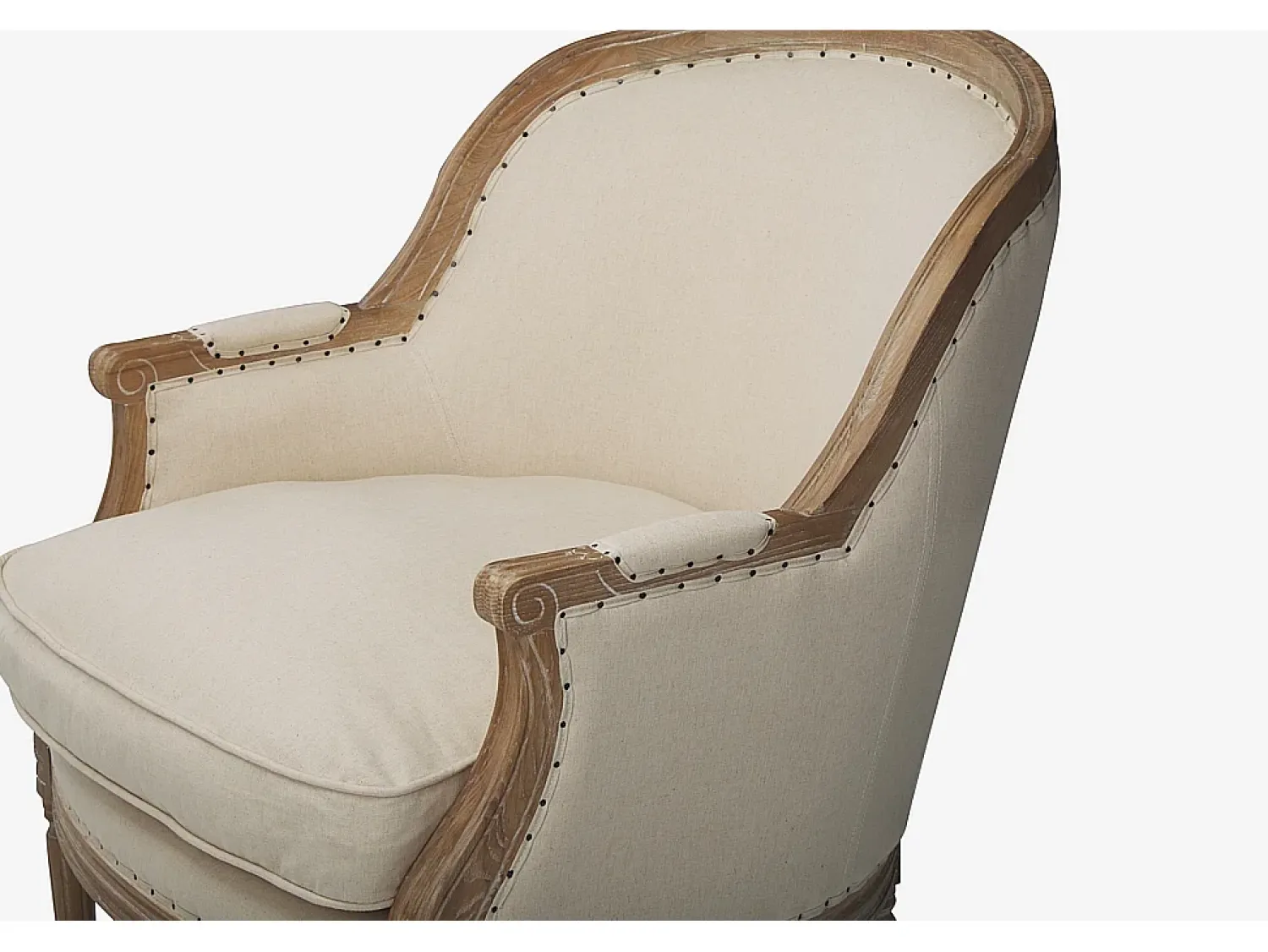 Poltrona*Vente-unique Cadeirão em tecido 100% linho Bege estilo charme - ALIENOR Creme