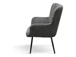 Poltrona| Cadeirão em tecido com efeito de veludo , pernas em metal antracite - MEGEVE Cinzento