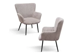 Poltrona| Cadeirão em tecido com efeito de veludo cor-de- e pernas em metal antracite - MEGEVE Rosa