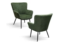 Poltrona* Cadeirão em tecido com efeito de veludo e pernas em metal antracite - MEGEVE Verde