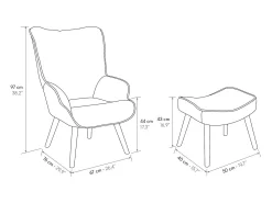 Poltrona* Cadeirão em tecido multicolorido com banco de pés - HAVANA Multicor