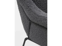 Poltrona| Cadeirão estofado com pernas metálicas pretas Cinzento