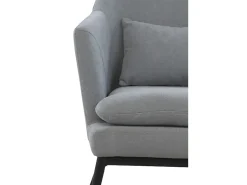 New Cadeirão estofado em cinzento pérola com almofada e pernas em metal preto Multicor