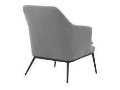 New Cadeirão estofado em cinzento pérola com almofada e pernas em metal preto Multicor