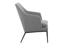 New Cadeirão estofado em cinzento pérola com almofada e pernas em metal preto Multicor