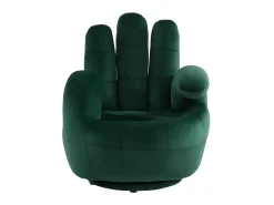 Vente-unique Cadeirão giratório em forma de mão em veludo Verde - CATCHY Verde pinho
