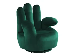 Vente-unique Cadeirão giratório em forma de mão em veludo Verde - CATCHY Verde pinho