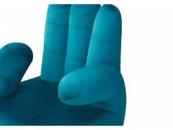 Online Vente-unique Cadeirão giratório em forma de mão em veludo - CATCHY Azul esverdeado