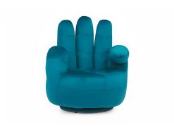 Online Vente-unique Cadeirão giratório em forma de mão em veludo - CATCHY Azul esverdeado