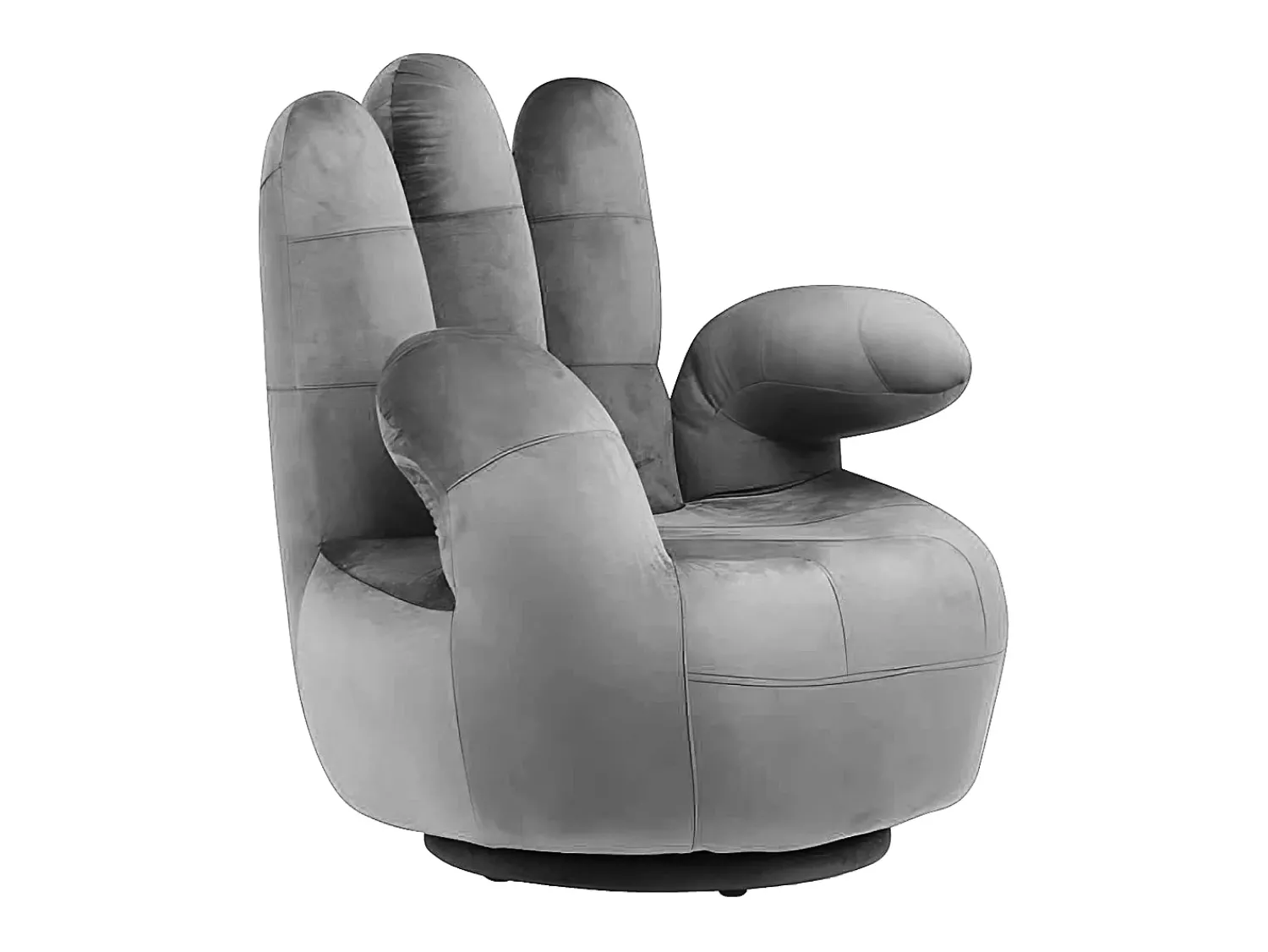 Vente-unique Cadeirão giratório em forma de mão em veludo Antracite - CATCHY^ Poltrona