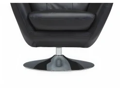 Poltrona|LINEA SOFA Cadeirão giratório em pele de búfalo superior ANABA Preto