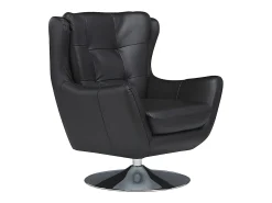 Poltrona|LINEA SOFA Cadeirão giratório em pele de búfalo superior ANABA Preto