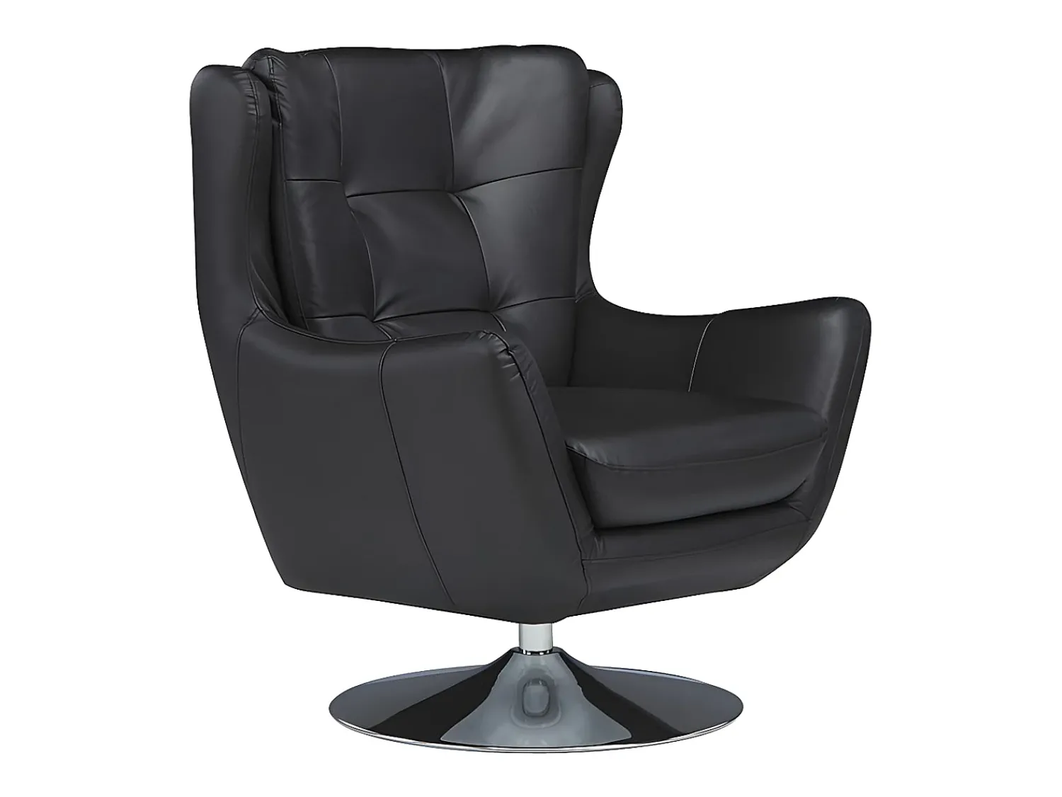 Poltrona|LINEA SOFA Cadeirão giratório em pele de búfalo superior ANABA Preto