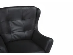 Poltrona|LINEA SOFA Cadeirão giratório em pele de búfalo superior ANABA Preto