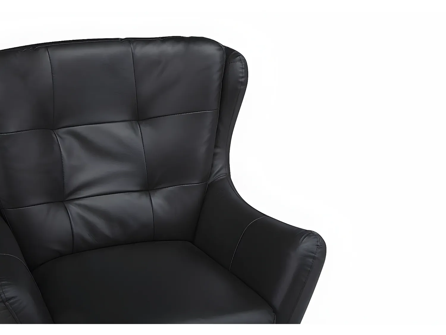 Poltrona|LINEA SOFA Cadeirão giratório em pele de búfalo superior ANABA Preto