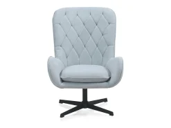 Clearance Cadeirão giratório estofado em claro e pernas metálicas Azul