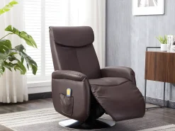 Poltrona|Vente-unique Cadeirão massagem KOSTAS -Pele sintética -Castanho -5 modos Castanho chocolate