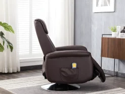 Poltrona|Vente-unique Cadeirão massagem KOSTAS -Pele sintética -Castanho -5 modos Castanho chocolate