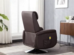 Poltrona|Vente-unique Cadeirão massagem KOSTAS -Pele sintética -Castanho -5 modos Castanho chocolate