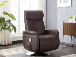 Poltrona|Vente-unique Cadeirão massagem KOSTAS -Pele sintética -Castanho -5 modos Castanho chocolate