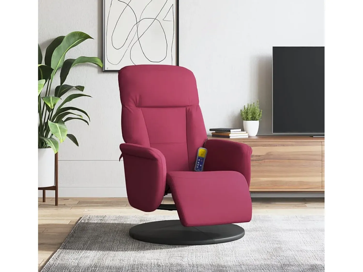 Poltrona* Cadeirão massagens reclinável comapoio pés veludo tinto SHL429927 Vermelho