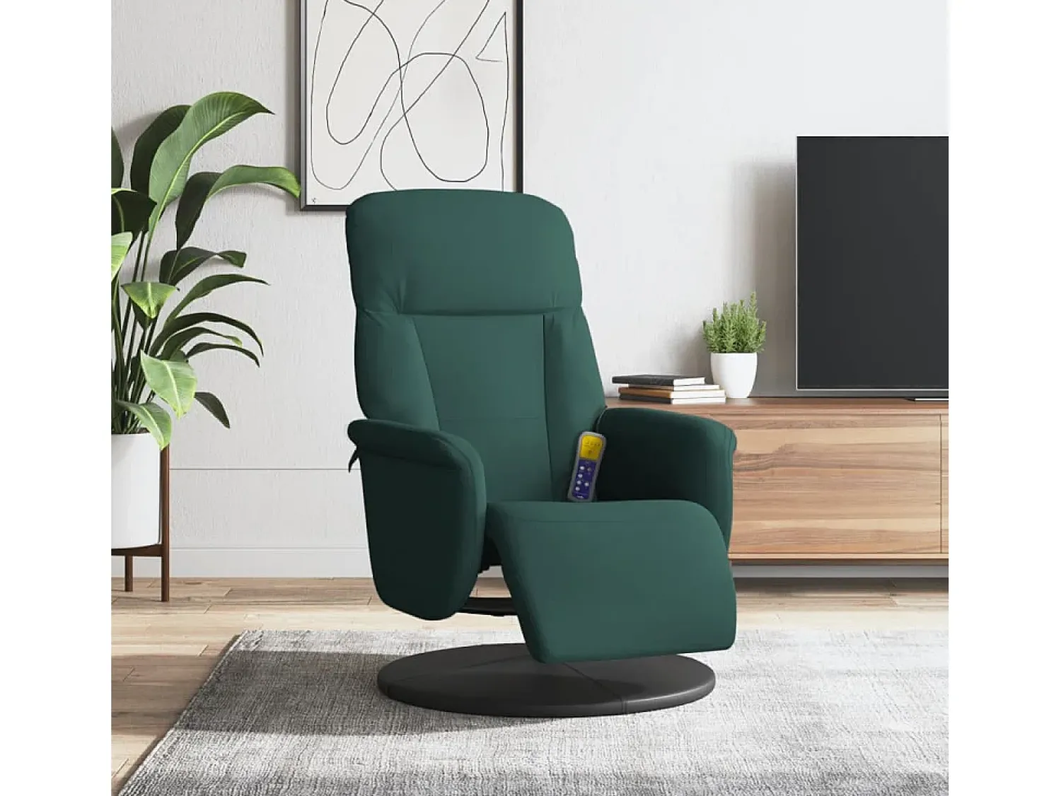 Best Cadeirão massagens reclinável com apoio pés veludo verde-escuro SHL174696 Verde pinho