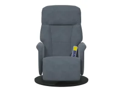 Cadeirão massagens reclinável com apoio pés veludo cinza-escuro SHL15102^ Poltrona