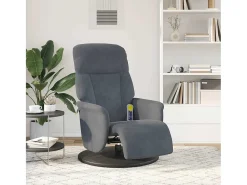Cadeirão massagens reclinável com apoio pés veludo cinza-escuro SHL15102^ Poltrona