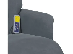 Cadeirão massagens reclinável com apoio pés veludo cinza-escuro SHL15102^ Poltrona