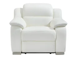 Poltrona*Vente-unique Cadeirão relax elétrico em pele de vaca Marfim - ARENA III Branco