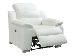 Poltrona*Vente-unique Cadeirão relax elétrico em pele de vaca Marfim - ARENA III Branco