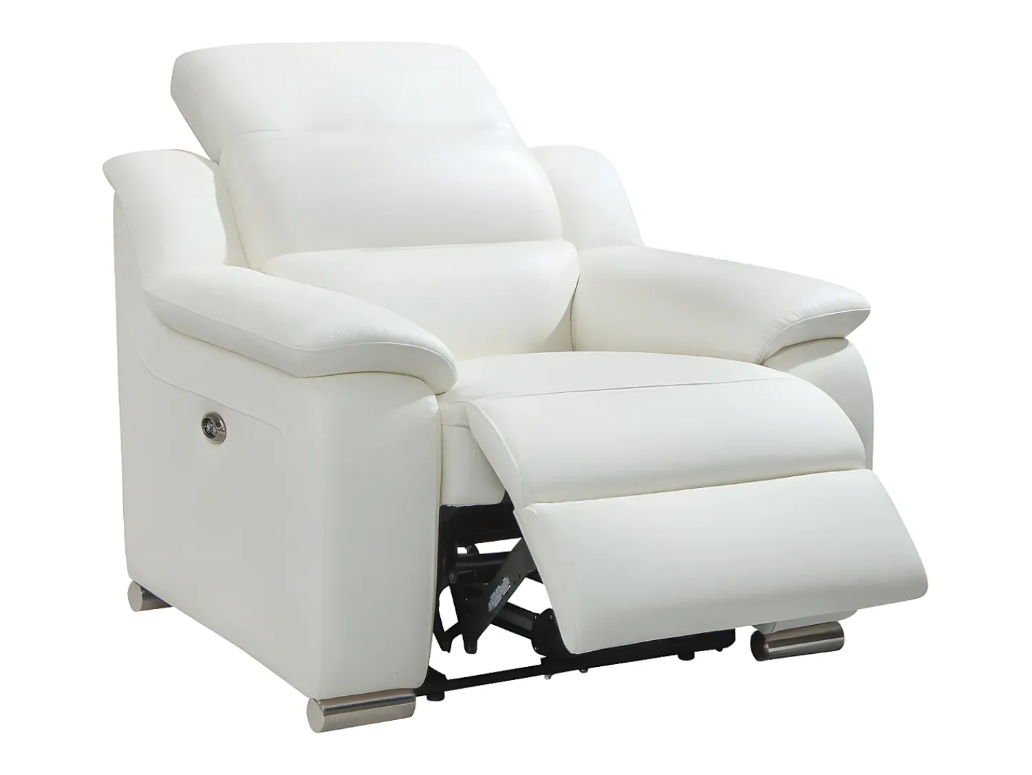 Poltrona*Vente-unique Cadeirão relax elétrico em pele de vaca Marfim - ARENA III Branco