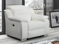 Poltrona*Vente-unique Cadeirão relax elétrico em pele de vaca Marfim - ARENA III Branco