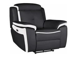 Best Vente-unique Cadeirão relax elétrico em pele Preto e branco - ANGELIQUE Preto / Branco