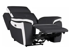 Best Vente-unique Cadeirão relax elétrico em pele Preto e branco - ANGELIQUE Preto / Branco