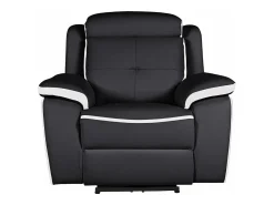 Best Vente-unique Cadeirão relax elétrico em pele Preto e branco - ANGELIQUE Preto / Branco