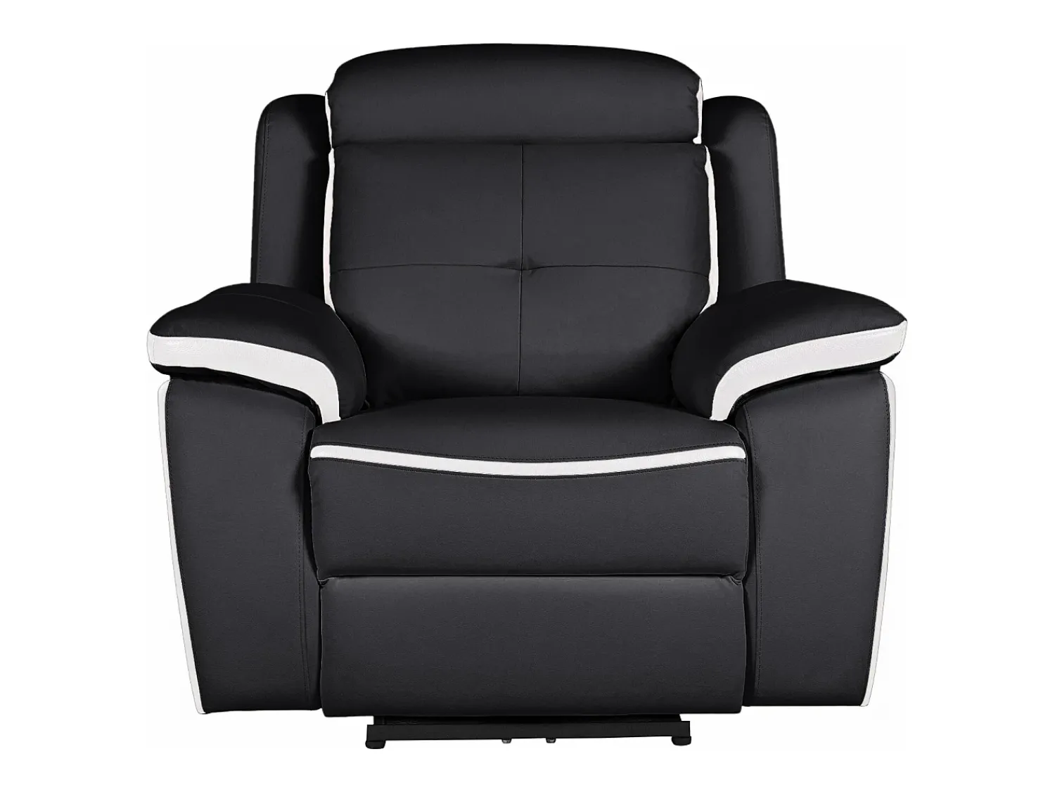 Best Vente-unique Cadeirão relax elétrico em pele Preto e branco - ANGELIQUE Preto / Branco
