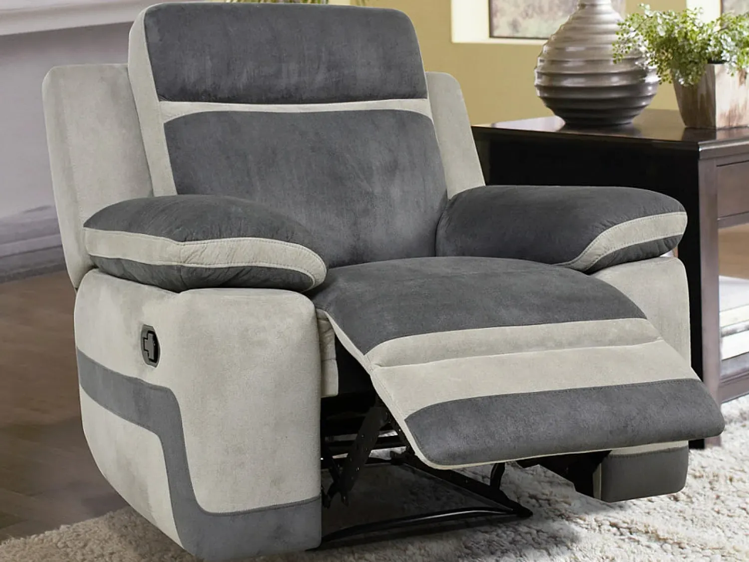 Hot Vente-unique Cadeirão relax em microfibra Antracite e cinza claro - TALCA Cinza antracite