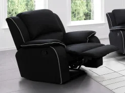 Poltrona|Vente-unique Cadeirão relax em microfibra - HERNANI Preto