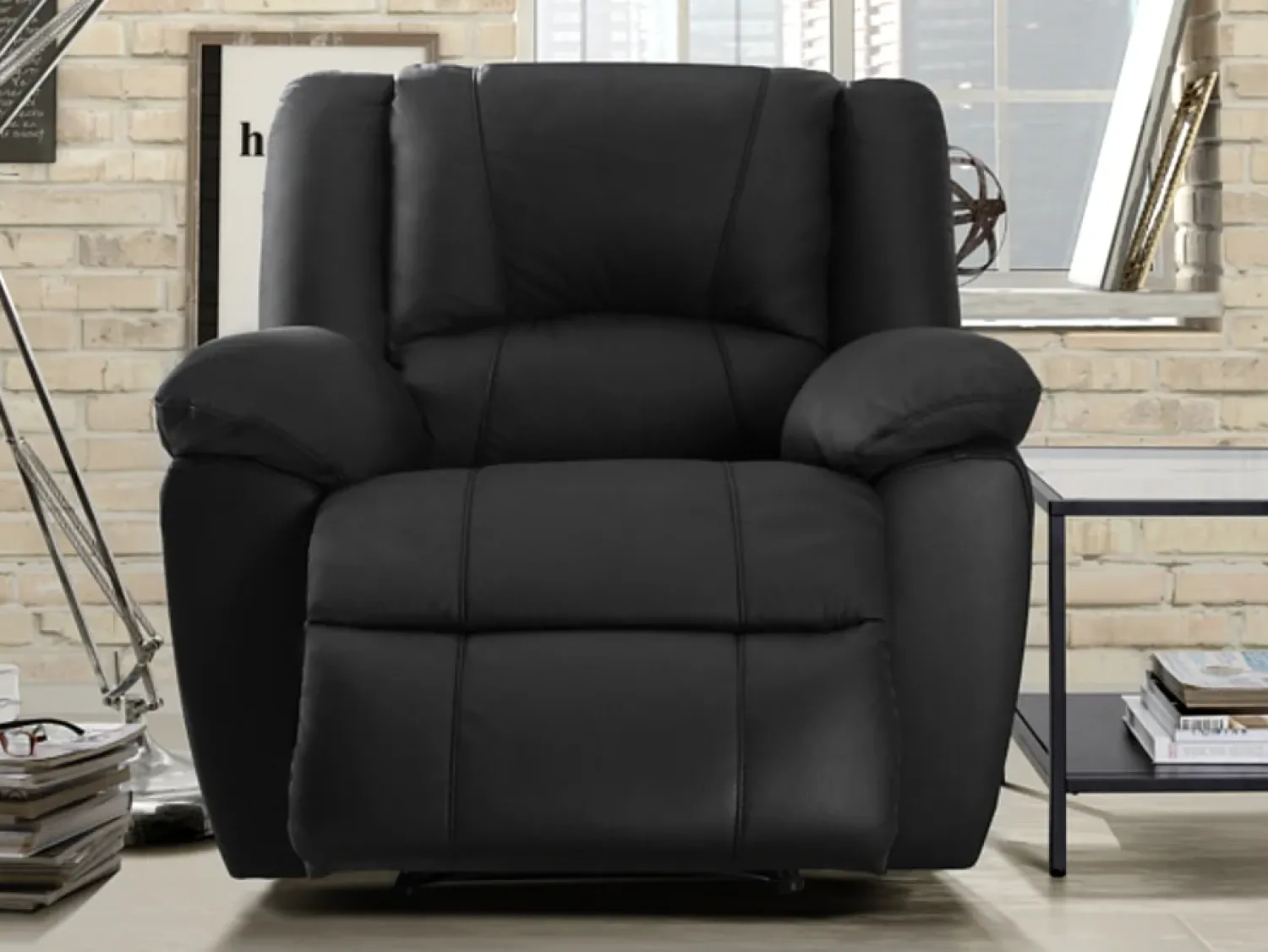 New Vente-unique Cadeirão relax em pele Vermelho - AROMA Preto