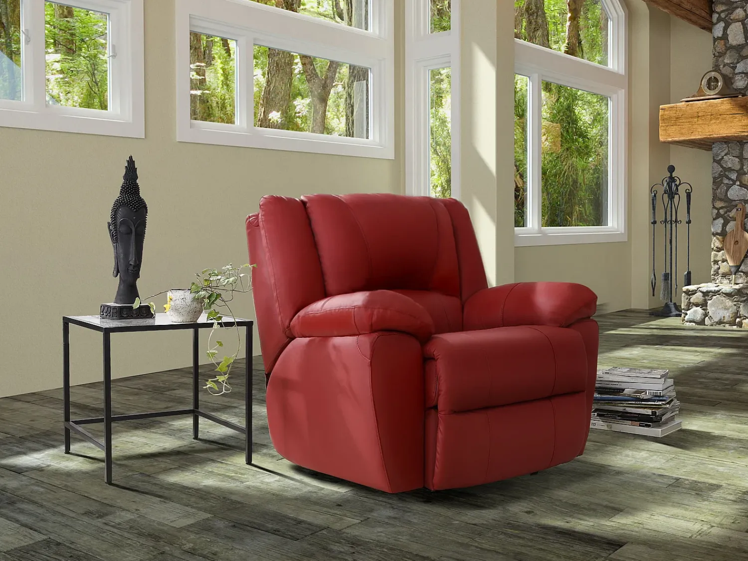 Poltrona*Vente-unique Cadeirão relax em pele - AROMA Vermelho