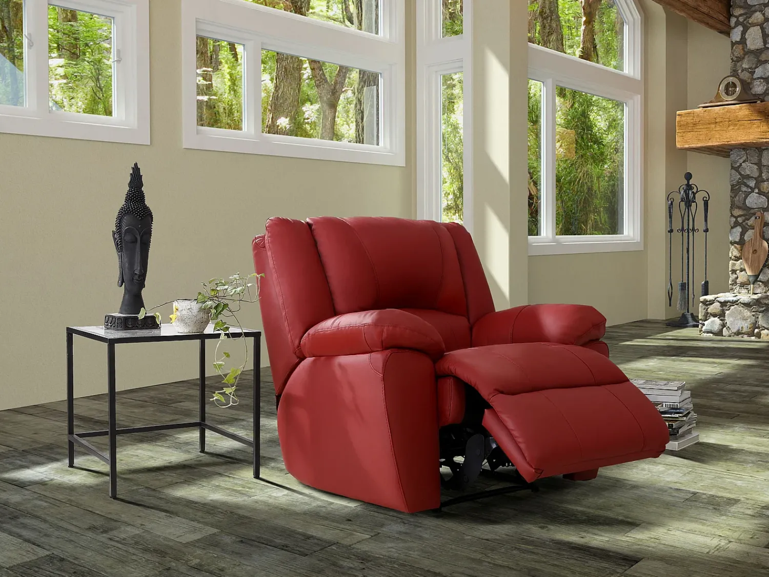 Poltrona*Vente-unique Cadeirão relax em pele - AROMA Vermelho