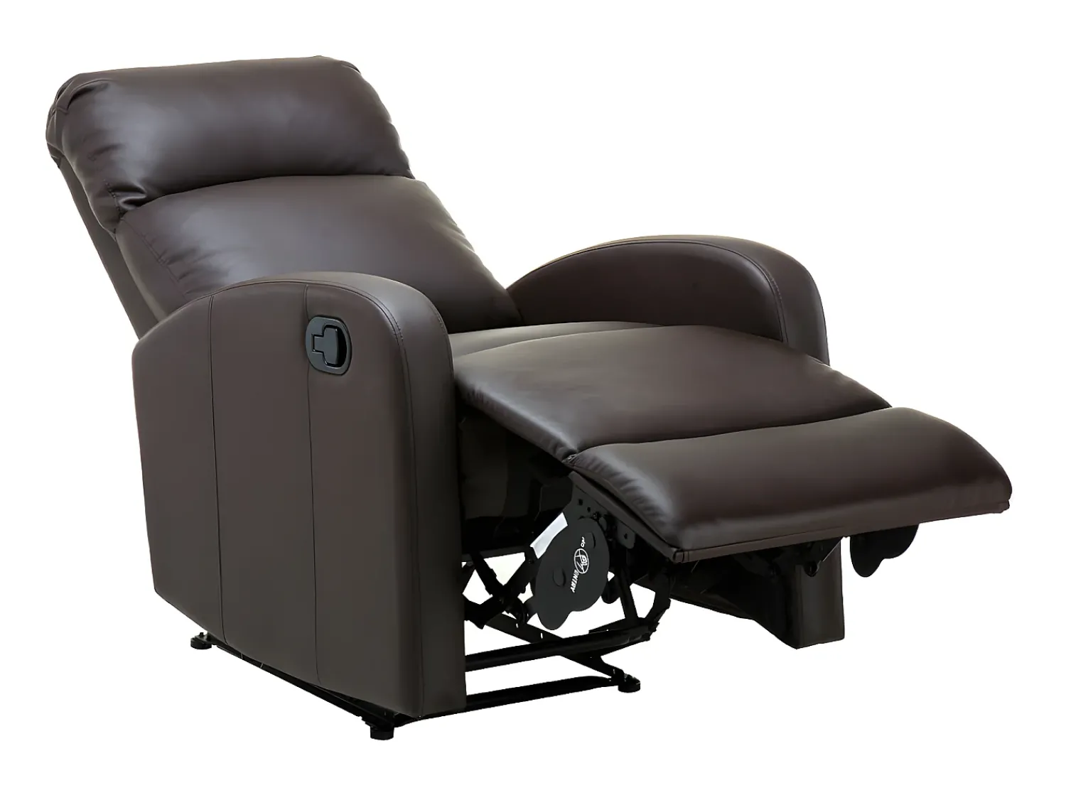 Vente-unique Cadeirão relax manual em pele sintética Castanho - ISAO^ Poltrona