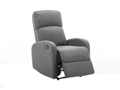 Best Vente-unique Cadeirão relax manual em tecido Antracite - ISAO Cinza antracite