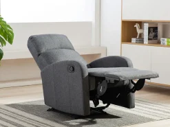 Best Vente-unique Cadeirão relax manual em tecido Antracite - ISAO Cinza antracite