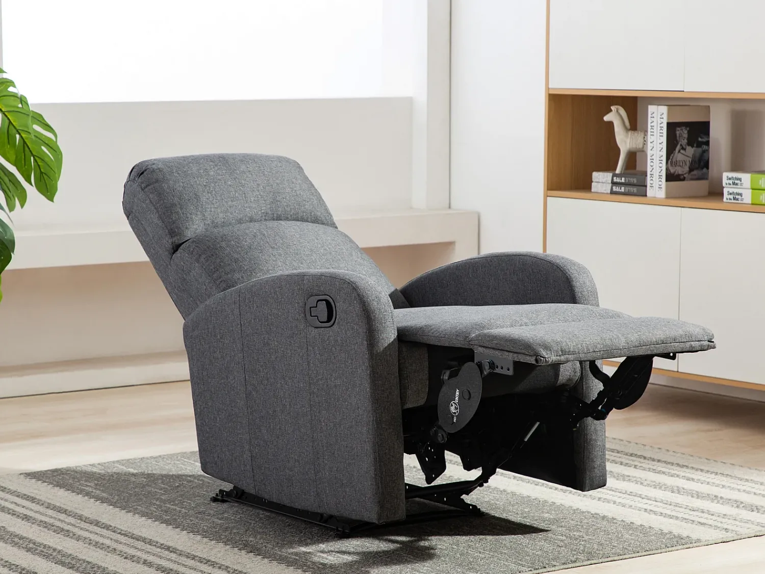 Best Vente-unique Cadeirão relax manual em tecido Antracite - ISAO Cinza antracite