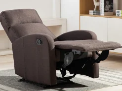 Poltrona*Vente-unique Cadeirão relax manual em tecido Castanho - ISAO Castanho chocolate