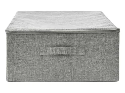 Discount vidaxl Caixa de armazenamento dobrável em tecido cinza 70x40x18 cm com alça Cinzento