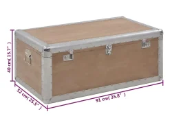 Acessórios De Arrumação*vidaxl Caixa de arrumação madeira de abeto maciça 91x52x40 cm castanho Natural claro