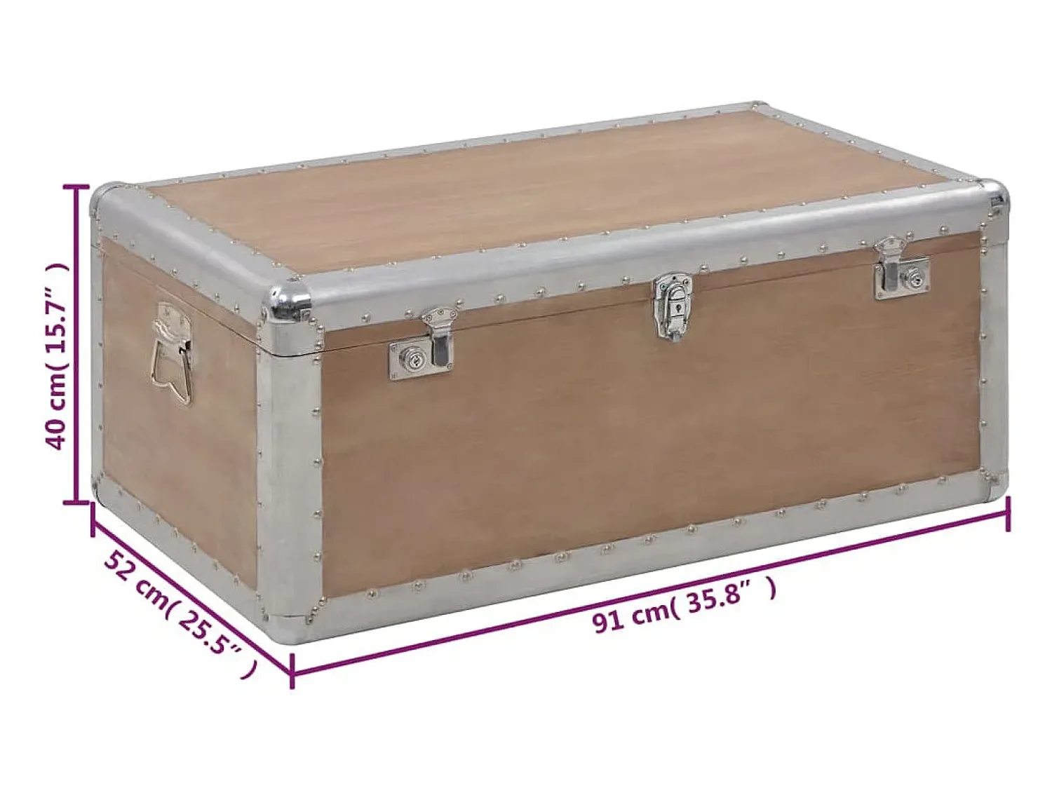 Acessórios De Arrumação*vidaxl Caixa de arrumação madeira de abeto maciça 91x52x40 cm castanho Natural claro